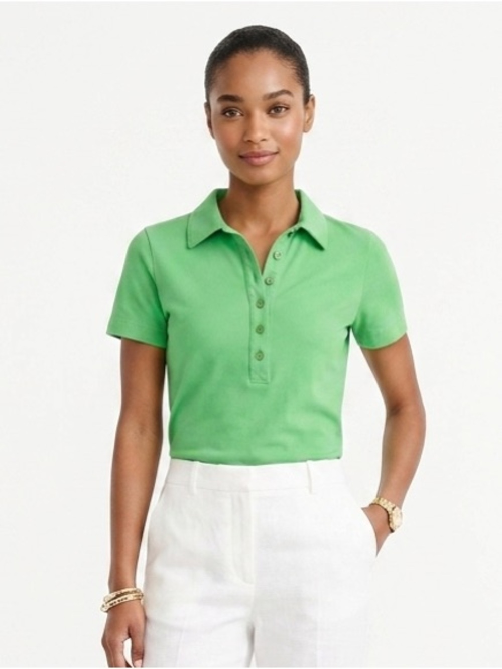 Tory Burch Bright Green Girls' Polo Shirt - Picture 4 of 4